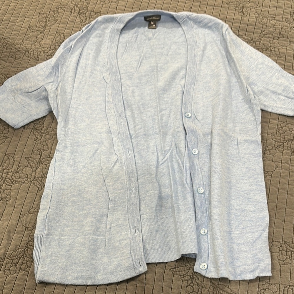 Light Blue Short Sleeve Cardigan